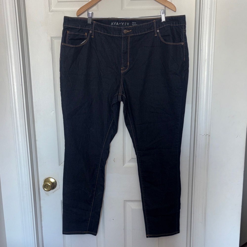 Ava & Viv Power Stretch Skinny Jeans Blue Size 22W